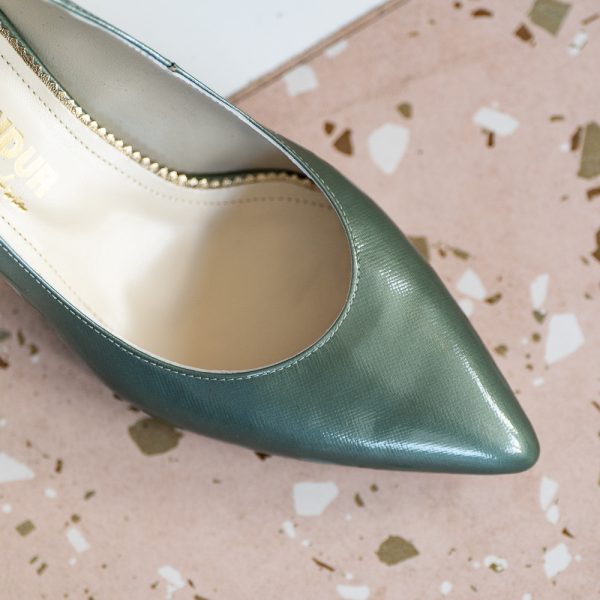 Pantofi Dama cu Toc Gros Chaterine Olive - imagine 3