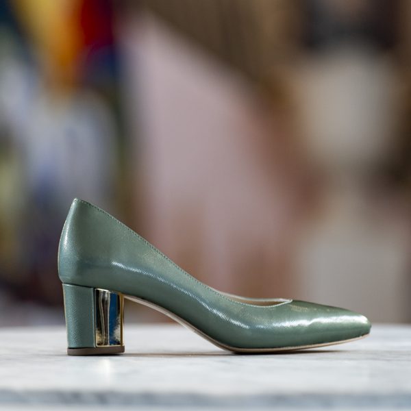 Pantofi Dama cu Toc Gros Chaterine Olive - imagine 1