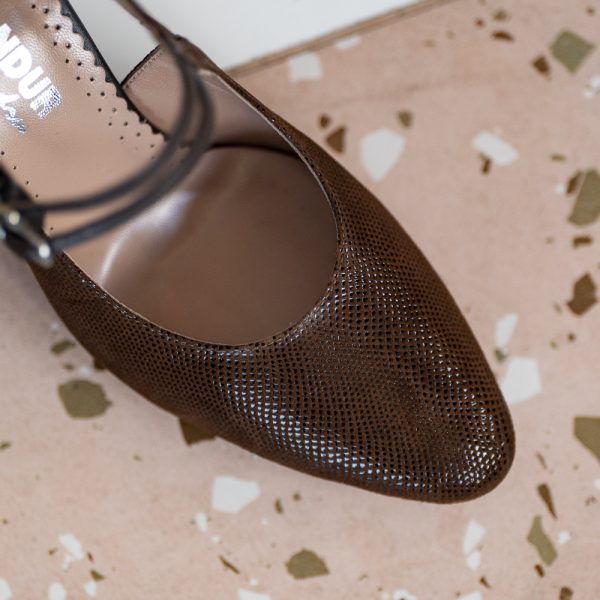 Pantofi Dama Cu Toc Gros Fantasy Brown Dots - imagine 2