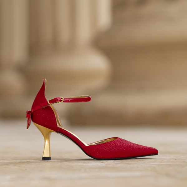 Pantofi Dama Toc Clepsidra Martina Red - imagine 5