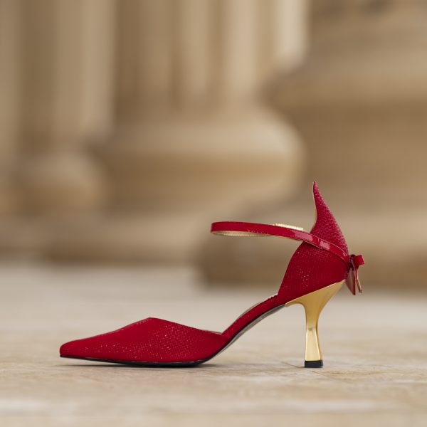 Pantofi Dama Toc Clepsidra Martina Red - imagine 4