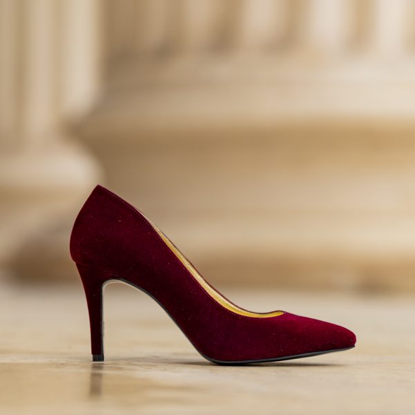 Pantofi Stiletto Adele Velvet Bordo - imagine 1