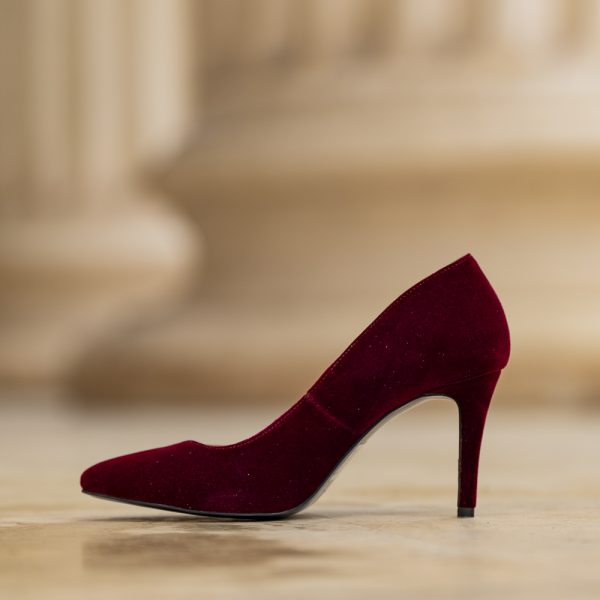 Pantofi Stiletto Adele Velvet Bordo - imagine 2