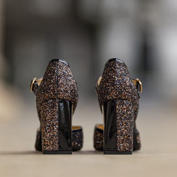 Pantofi Dama Cu Toc Gros Baccarat Bronzo - imagine 2