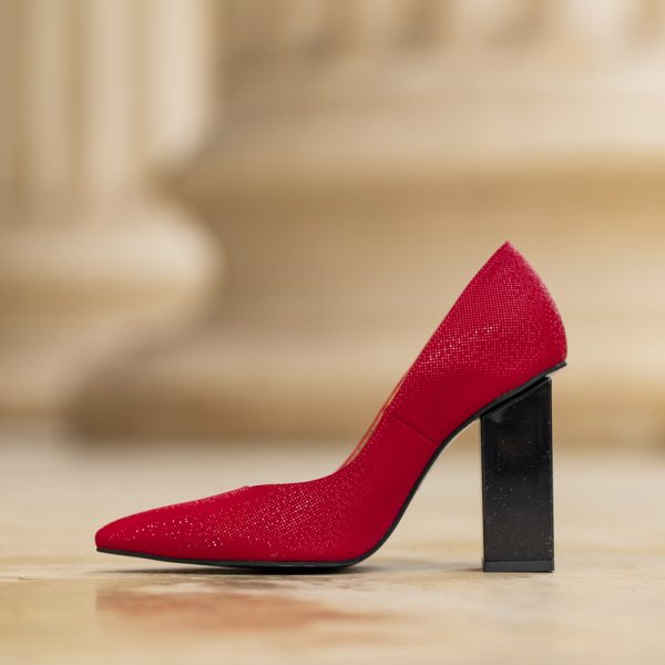 Pantofi Dama Cu Toc Gros Arya Red - imagine 2