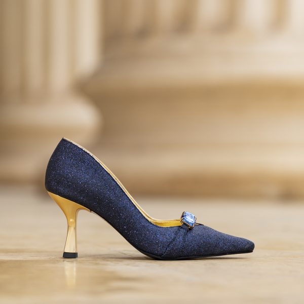 Pantofi Dama Toc Clepsidra Marta Glitter Indigo - imagine 6