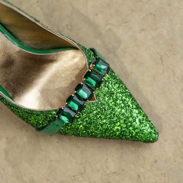 Pantofi Dama Toc Clepsidra Marta Glitter Verde - imagine 3