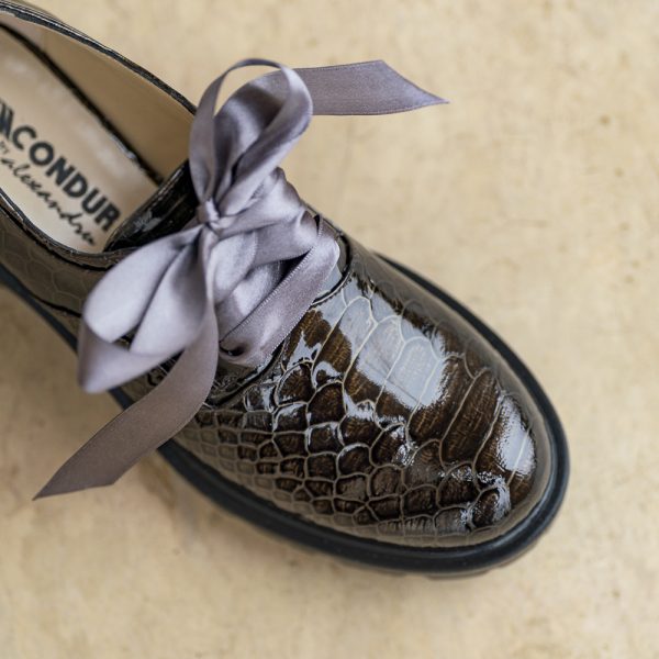Pantofi Dama cu Siret Renate Print Kaky - imagine 3