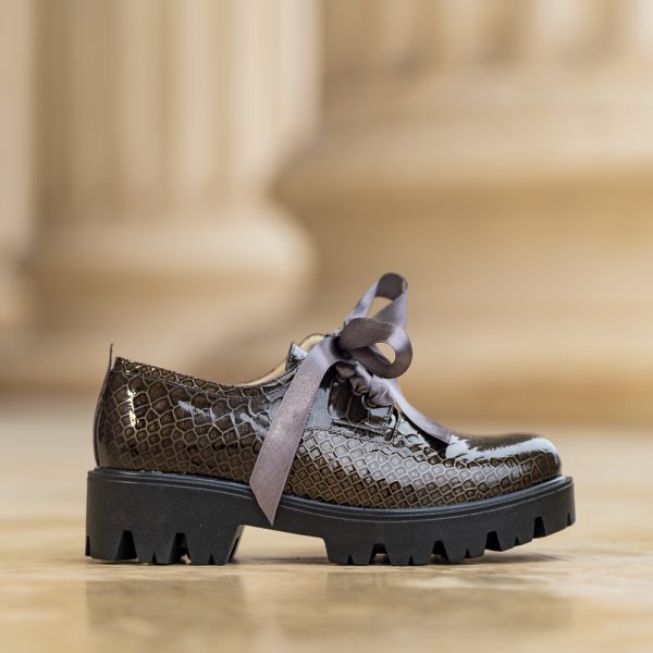 Pantofi Dama cu Siret Renate Print Kaky - imagine 1