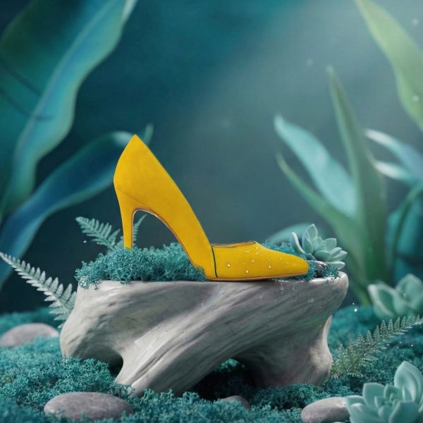 Pantofi Stiletto Aime Yellow Camoscio - imagine 2