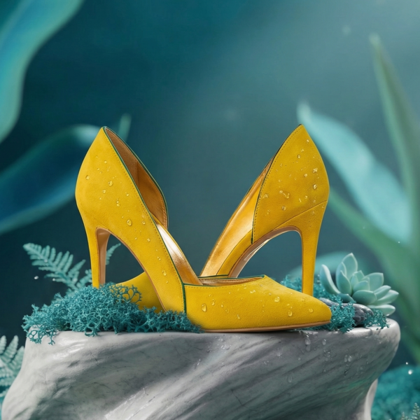 Pantofi Stiletto Aime Yellow Camoscio - imagine 1