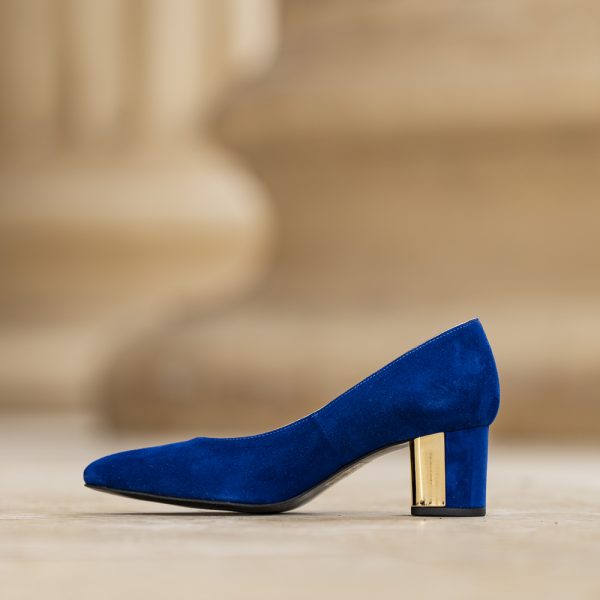 Pantofi Dama cu Toc Gros Chaterine Indigo - imagine 3