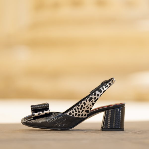 Sandale Dama din Piele Naturala Joy Black Argento - imagine 2