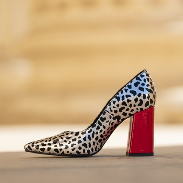 Pantofi Dama cu Toc Gros Victoria Black Argento - imagine 2
