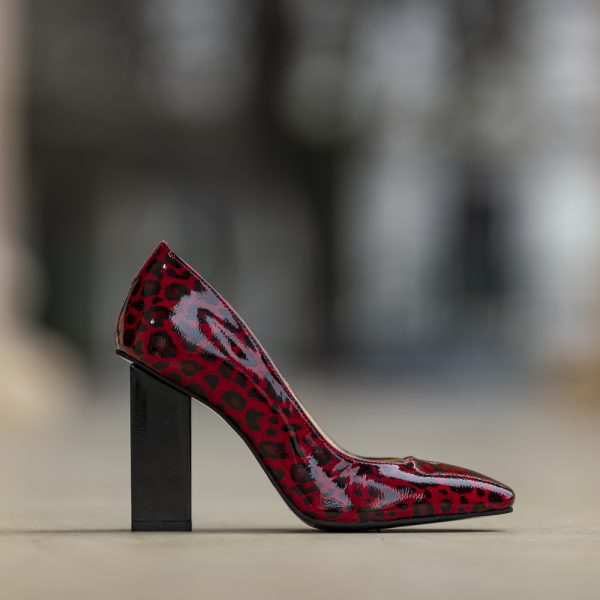 Pantofi Dama Cu Toc Gros Alima Red Sauvage - imagine 2