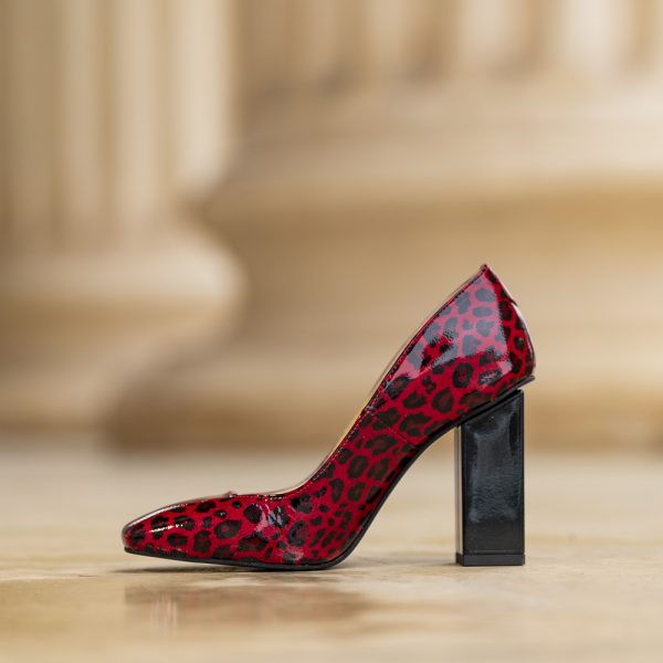 Pantofi Dama Cu Toc Gros Alima Red Sauvage - imagine 4