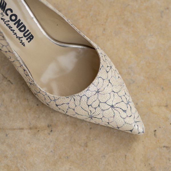 Pantofi Dama Toc Clepsidra Sophie White Flower - imagine 3