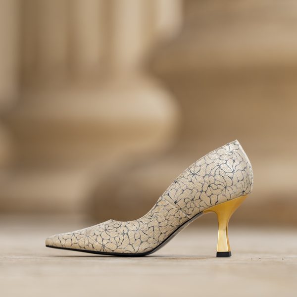 Pantofi Dama Toc Clepsidra Sophie White Flower - imagine 2