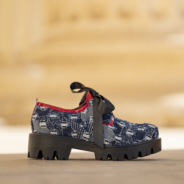 Pantofi Dama cu Siret Renate Denim - imagine 4