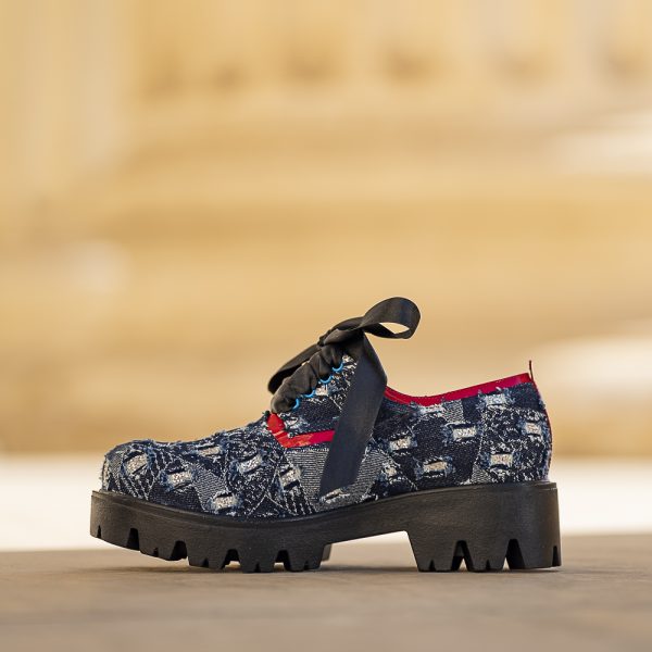 Pantofi Dama cu Siret Renate Denim - imagine 2