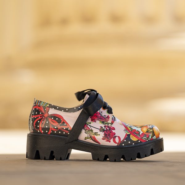 Pantofi Dama cu Siret Renate Orange - imagine 6