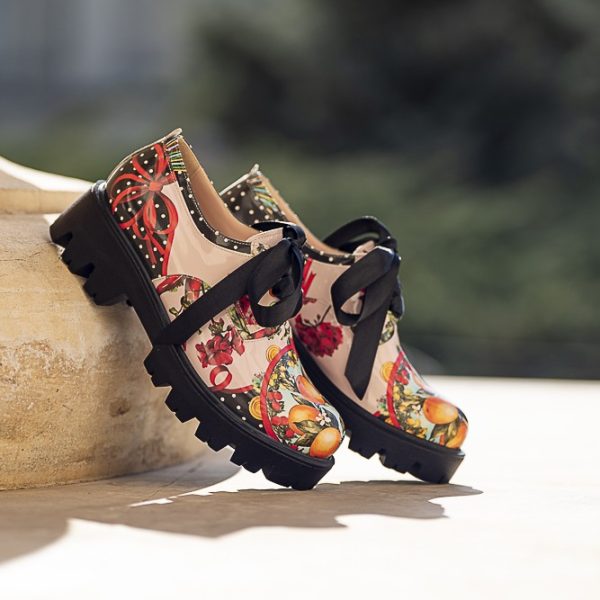 Pantofi Dama cu Siret Renate Orange - imagine 3