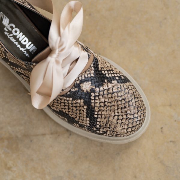 Pantofi Dama cu Siret Renate Print Camel - imagine 3