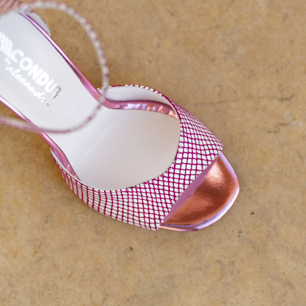 Sandale Dama din Piele Naturala Louise Fuchsia - imagine 3