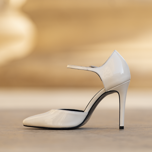 Pantofi Dama din Piele Naturala Renata White - imagine 5