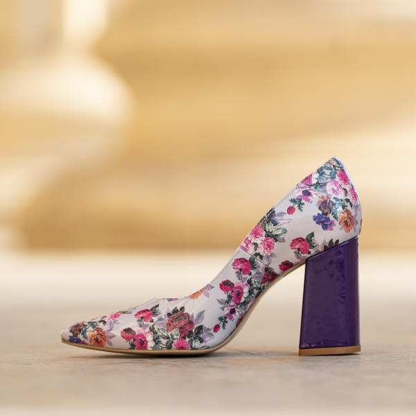 Pantofi Dama cu Toc Gros Victoria Mauve - imagine 2