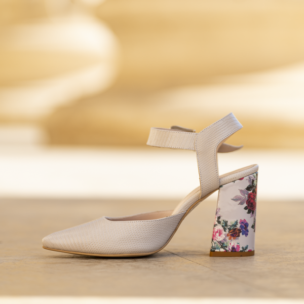 Pantofi Dama Cu Toc Gros Jolie Nude - imagine 2