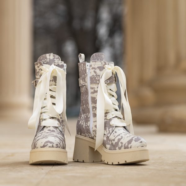 Ghete Dama din Piele Naturala Aiko White - imagine 4