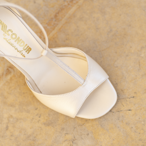 Sandale Dama din Piele Naturala Louise Nude Sidef - imagine 3