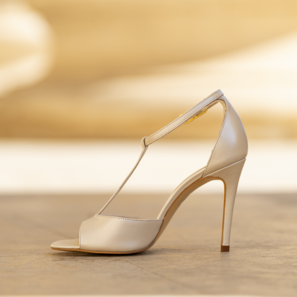Sandale Dama din Piele Naturala Louise Nude Sidef - imagine 2