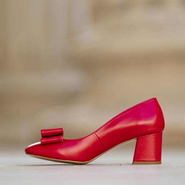 Pantofi Dama cu Toc Gros Mary Red - imagine 3