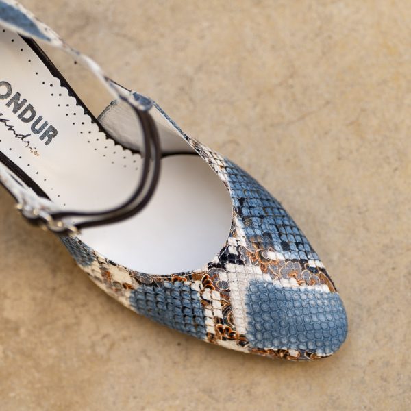 Pantofi Dama Cu Toc Gros Fantasy Blue Exclusiv - imagine 2