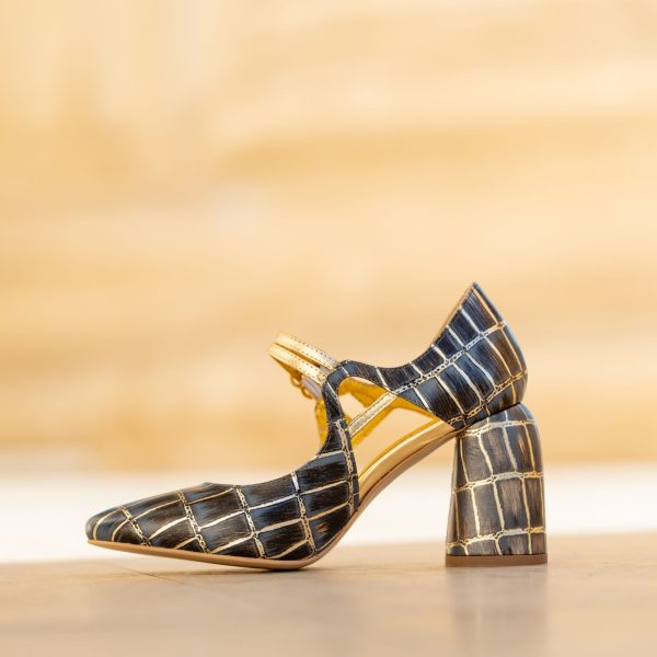 Pantofi Dama Cu Toc Gros Fantasy Sand - imagine 2
