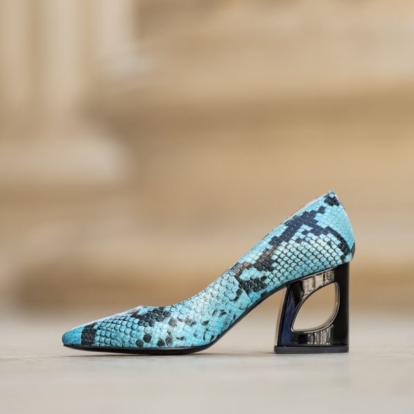 Pantofi Dama cu Toc Gros Ondine Blue - imagine 2