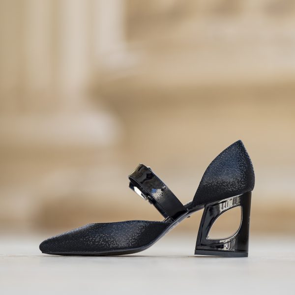 Pantofi Dama Cu Toc Gros People Black - imagine 3