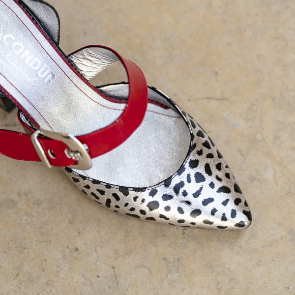 Pantofi Dama Cu Toc Gros People Print Argento - imagine 3