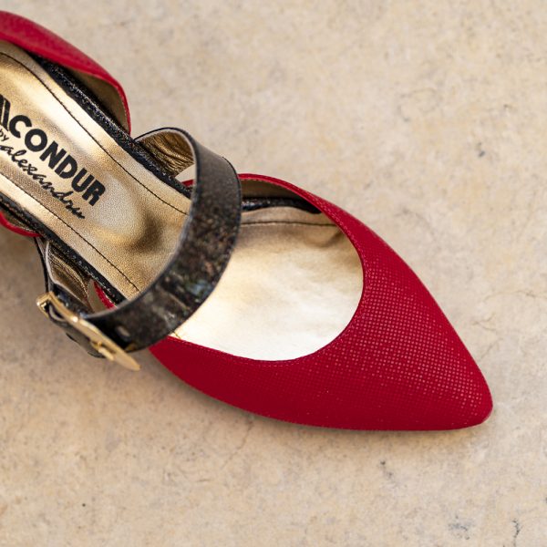 Pantofi Dama Cu Toc Gros People Red - imagine 2
