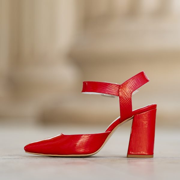 Pantofi Dama Cu Toc Gros Jolie Red - imagine 3