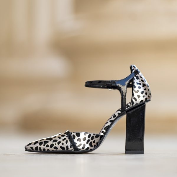 Pantofi Dama Cu Toc Gros Queen Argento - imagine 2