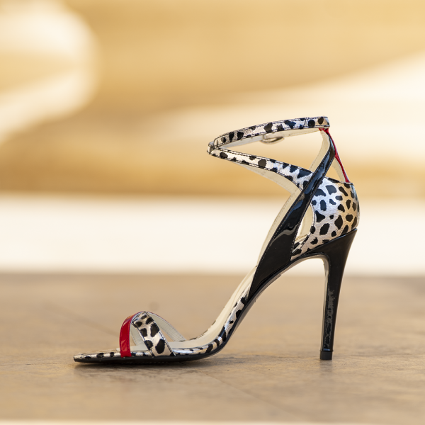Sandale Dama din Piele Naturala Chloe Black Argento - imagine 2