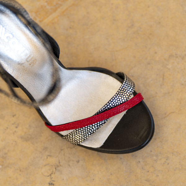 Sandale Dama din Piele Naturala Gala Black Argento - imagine 2