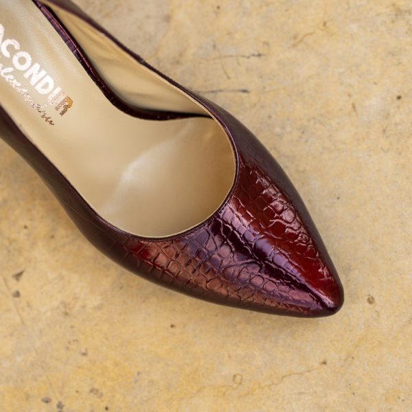 Pantofi Dama cu Toc Gros Victoria Bordo - imagine 3