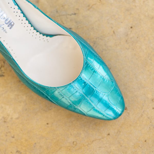 Pantofi Dama Cu Toc Gros Eveline Turquoise - imagine 3