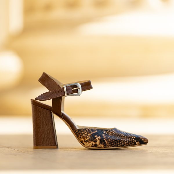 Pantofi Dama Cu Toc Gros Jolie Brown - imagine 4