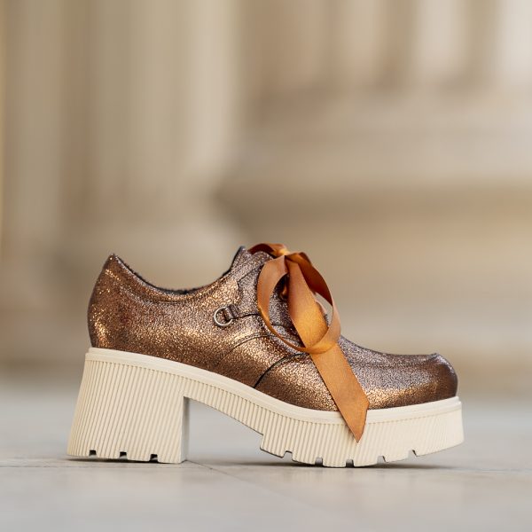 Pantofi Dama Cu Talpa Groasa Amani Bronzo - imagine 1