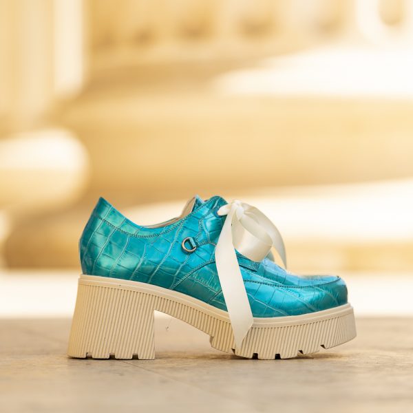Pantofi Dama Cu Talpa Groasa Amani Turquoise - imagine 2